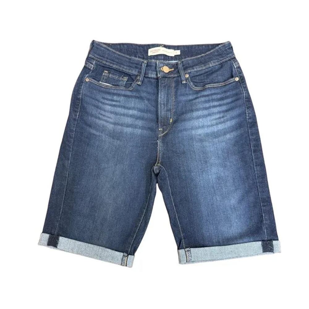 Levi Strauss Signature Bermuda Denim Shorts Dark Blue